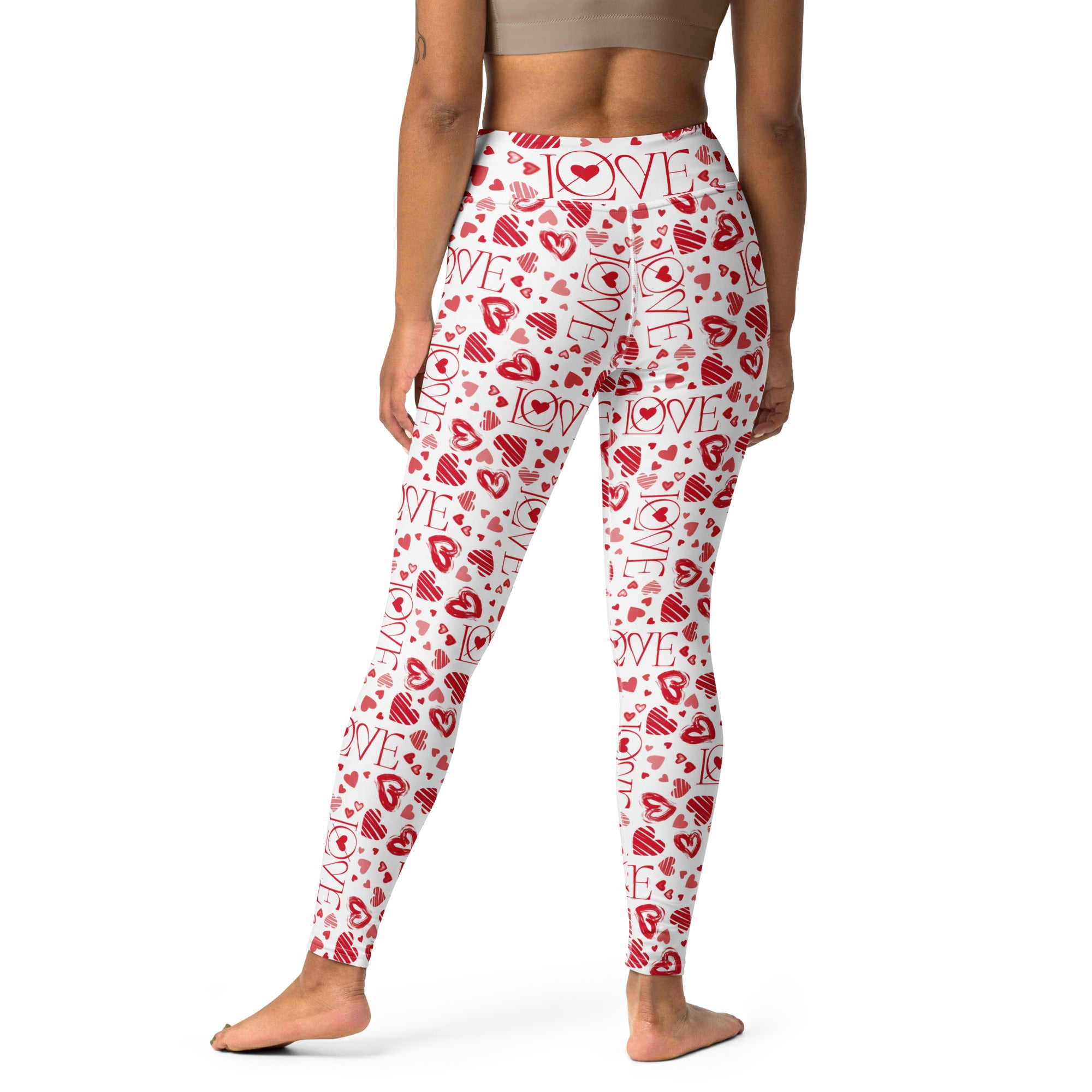 Valentines Day Yoga Leggings - Love Pattern