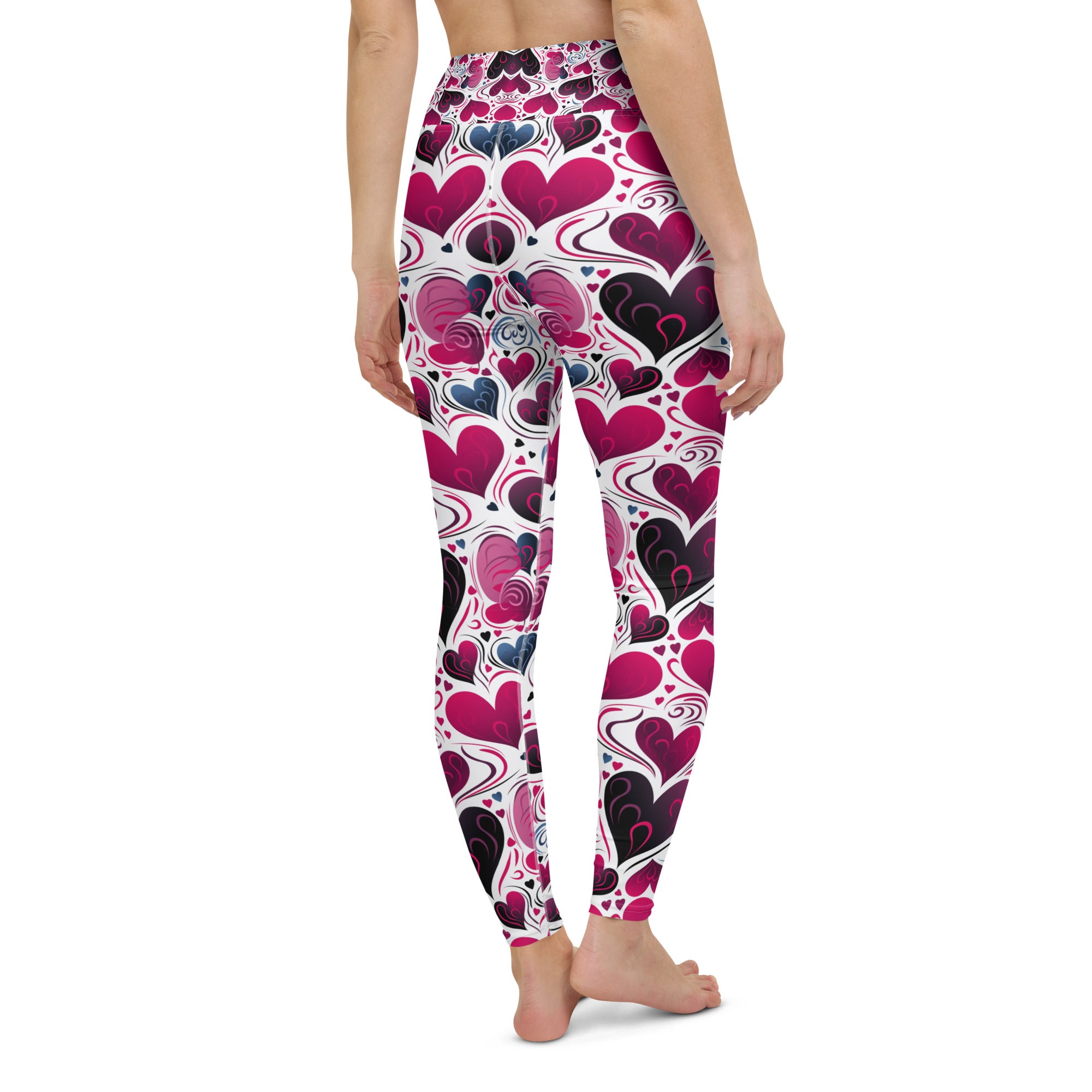 Valentines Day Yoga Leggings | High Waist Leggings| Burble Heart Pattern