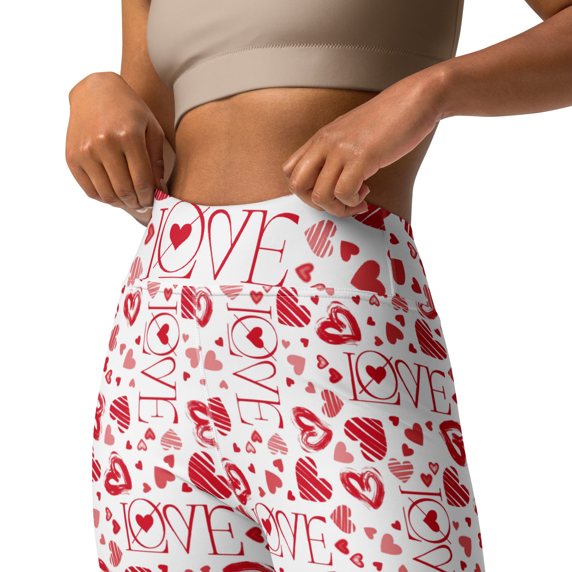 Valentines Day Yoga Leggings - Love Pattern