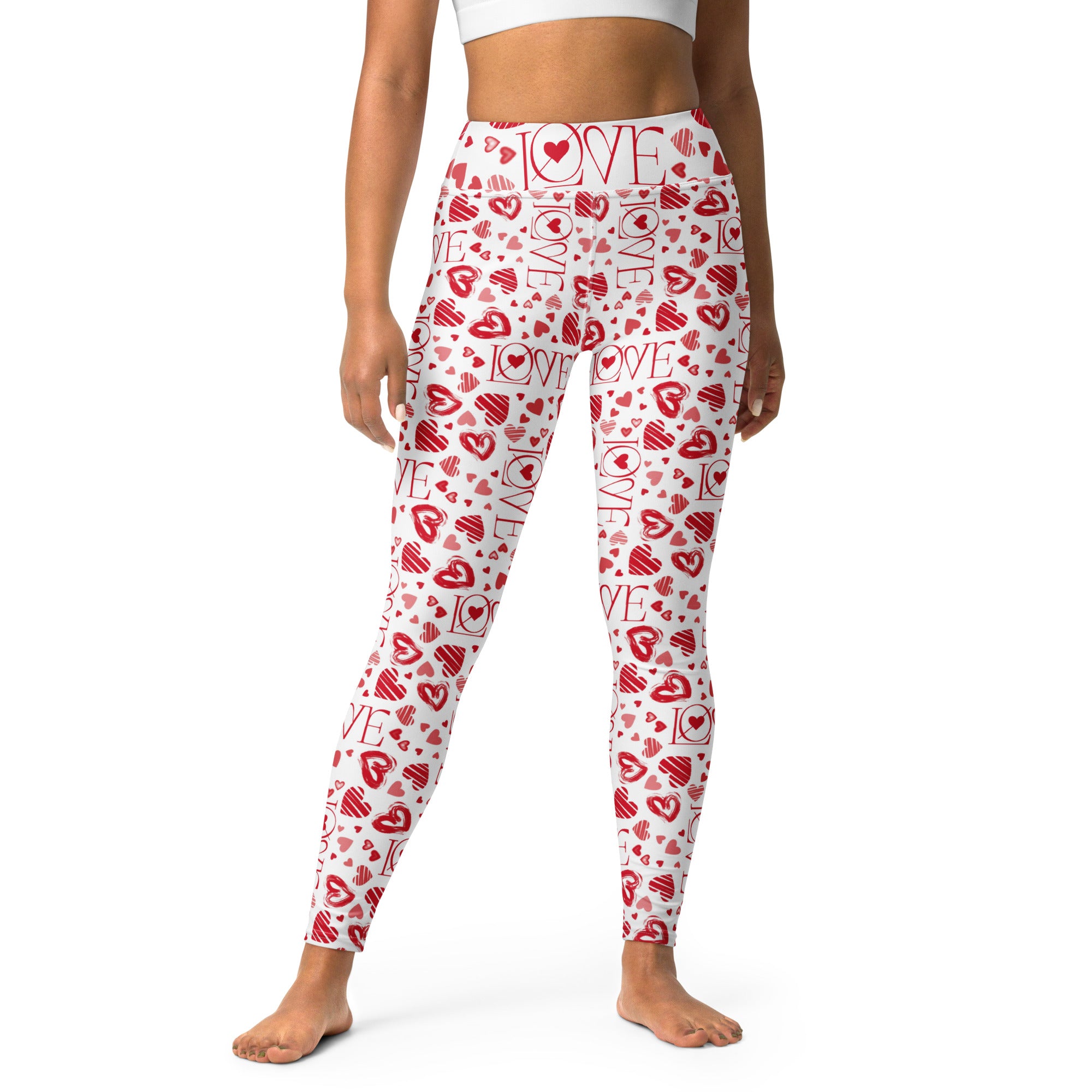 Valentines Day Yoga Leggings - Love Pattern