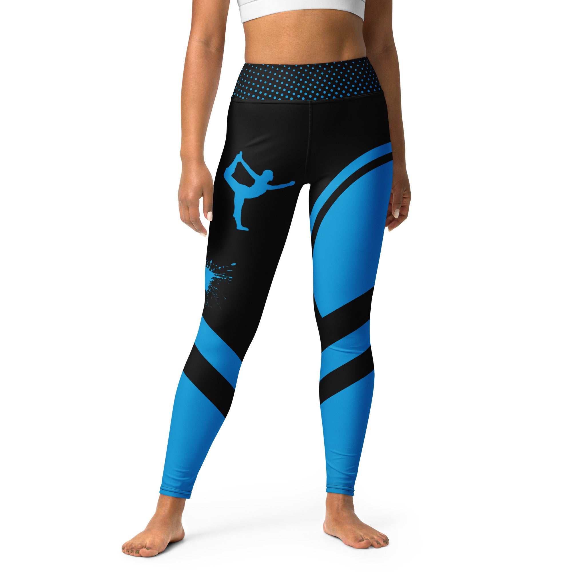 Black Yoga Leggings for Women | Blue Strikes and Ink Splash