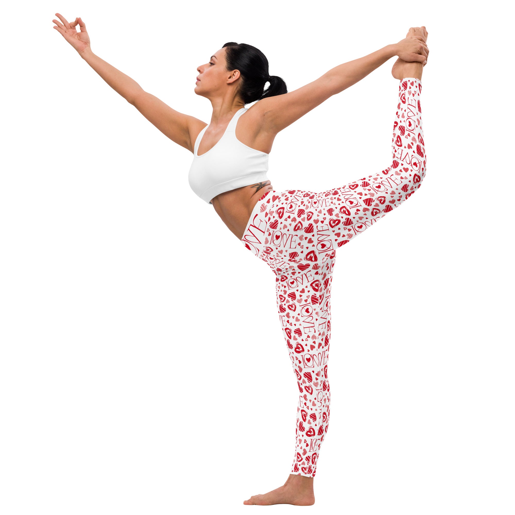 Valentines Day Yoga Leggings - Love Pattern