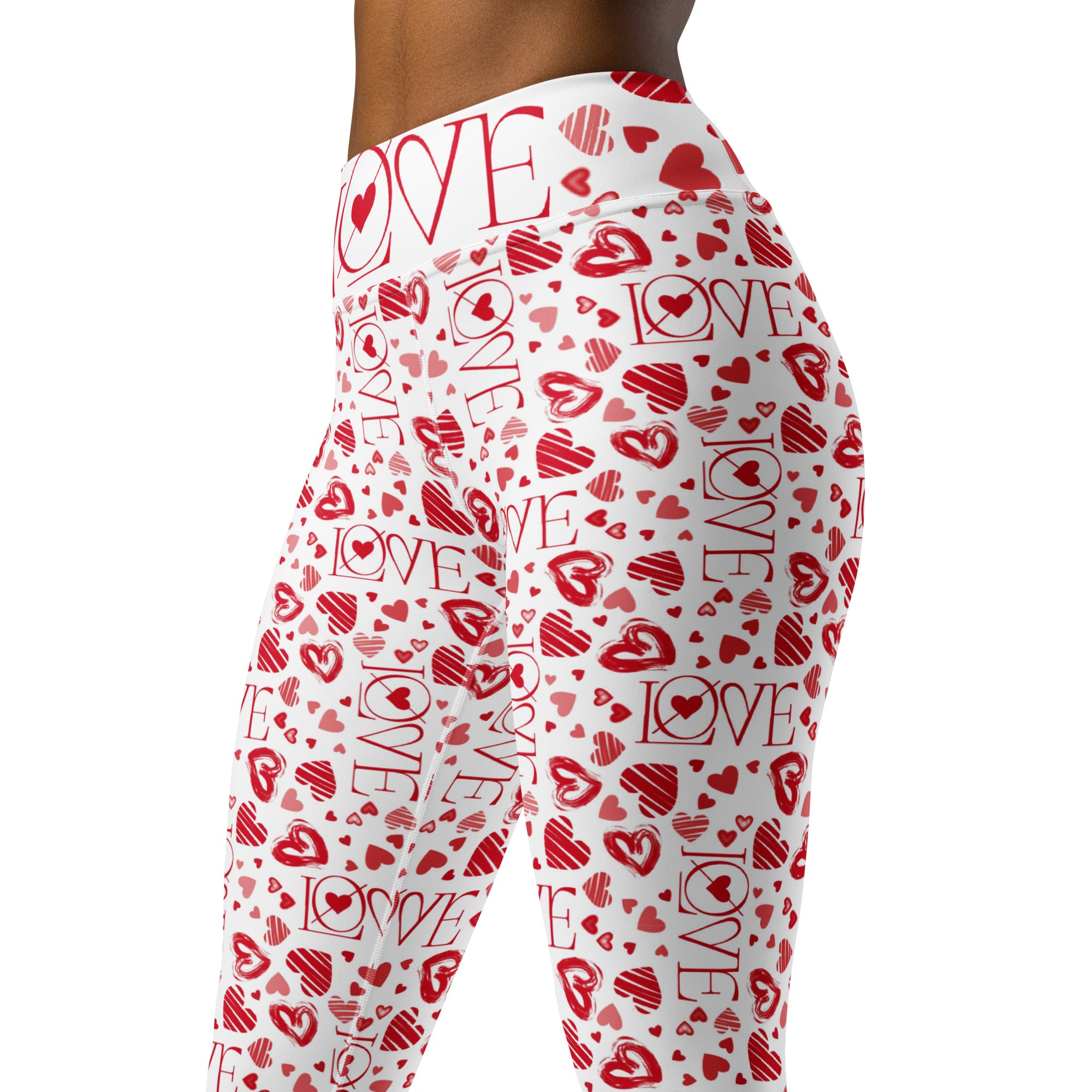 Valentines Day Yoga Leggings - Love Pattern