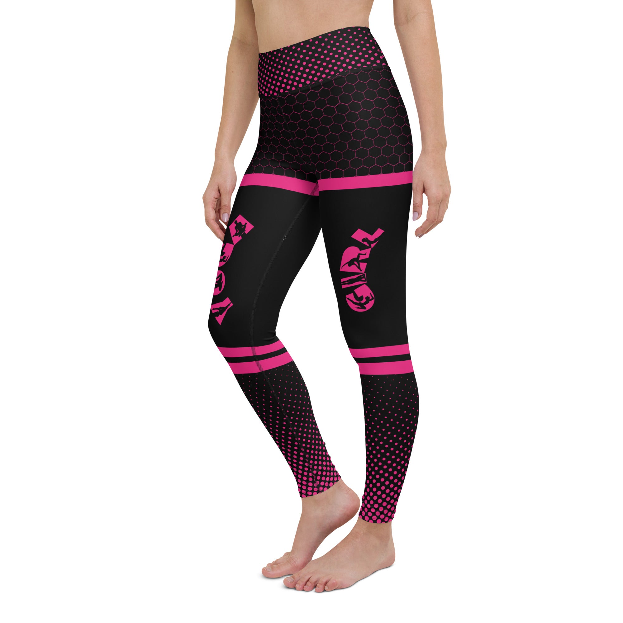 Black Yoga Leggings | Honeycomb Pattern | Yoga Girl