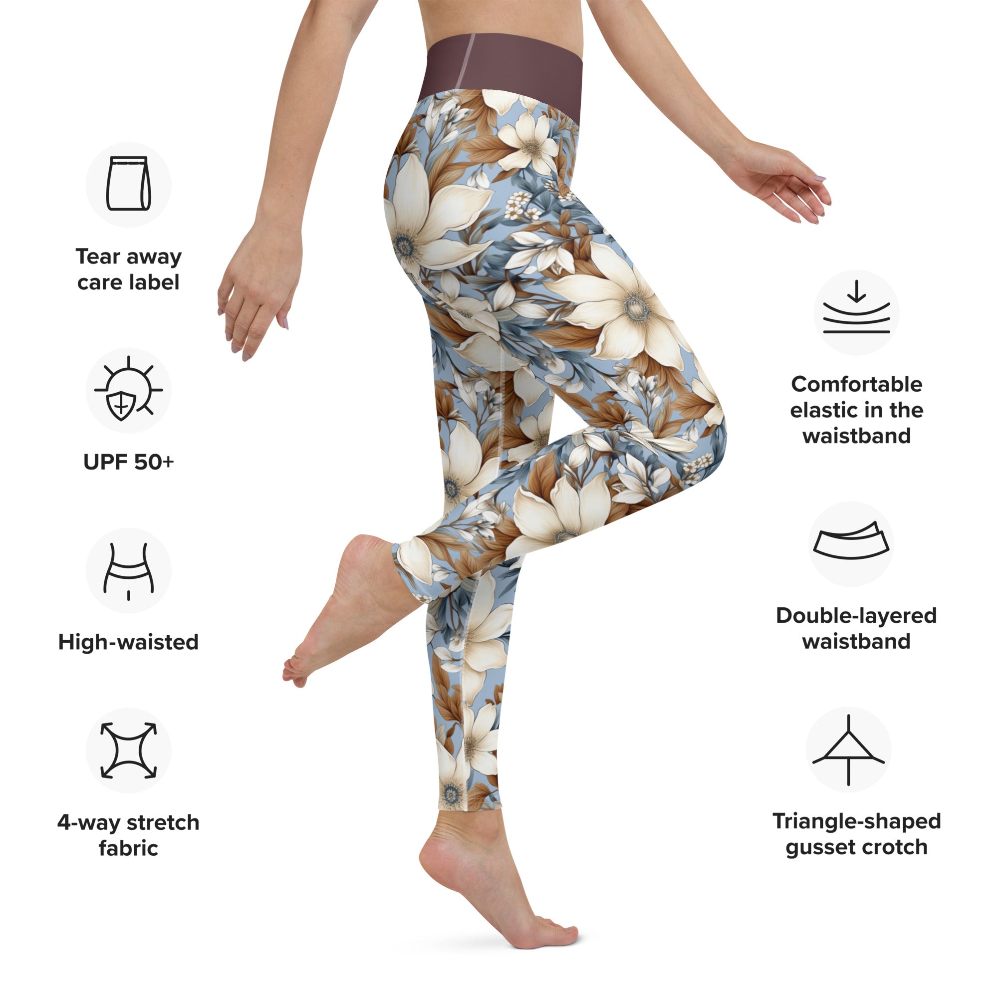 Floral Pattern Yoga Leggings | High Waist Pilates Pants