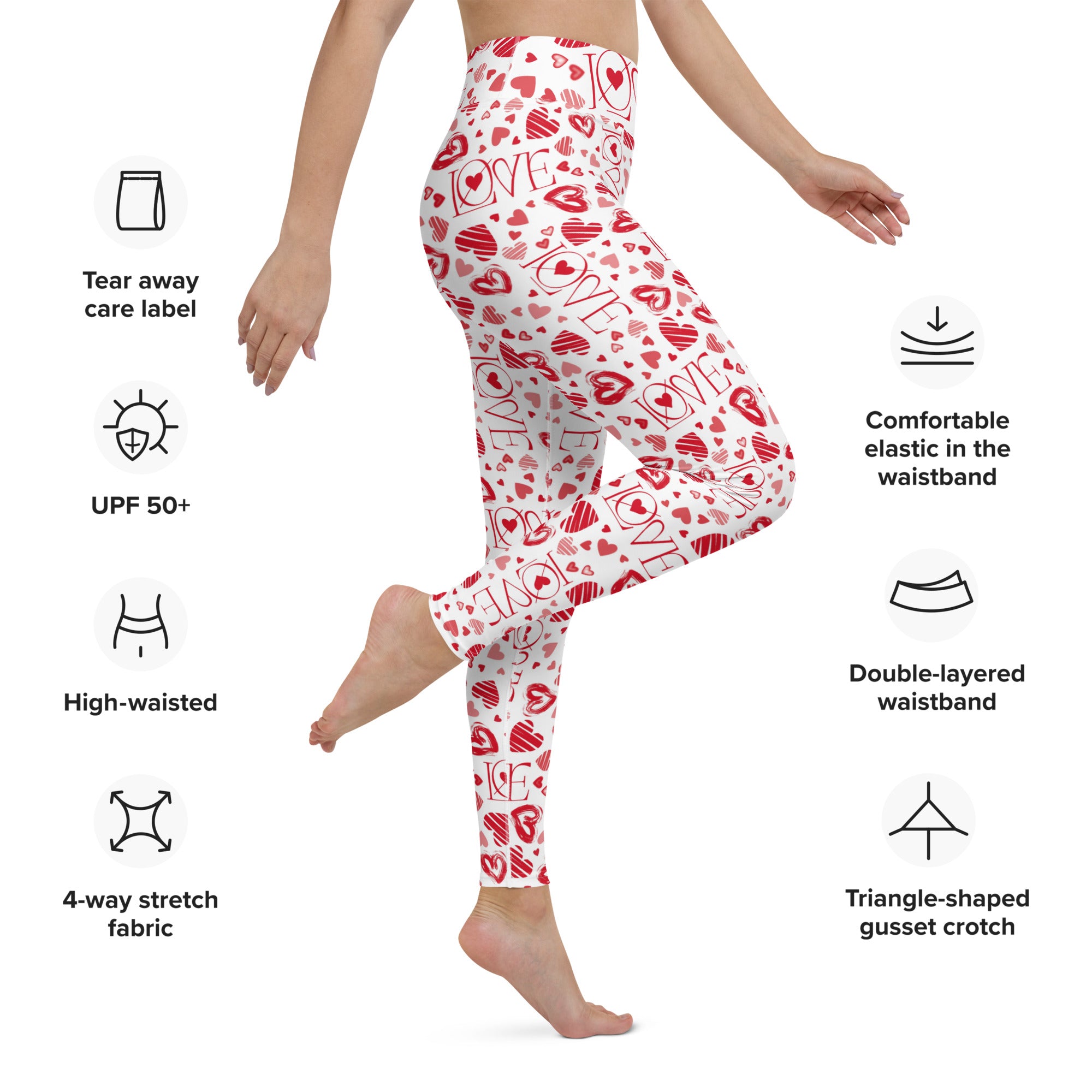 Valentines Day Yoga Leggings - Love Pattern