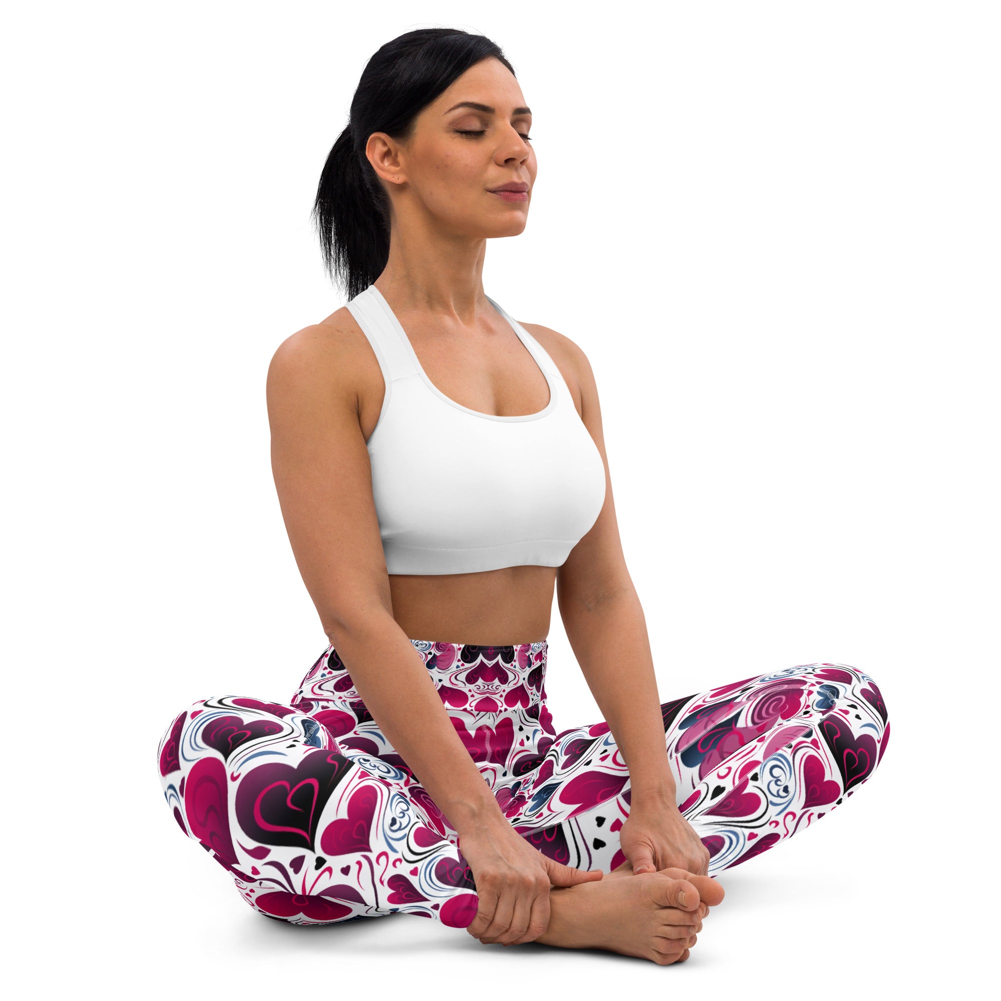 Valentines Day Yoga Leggings | High Waist Leggings| Burble Heart Pattern