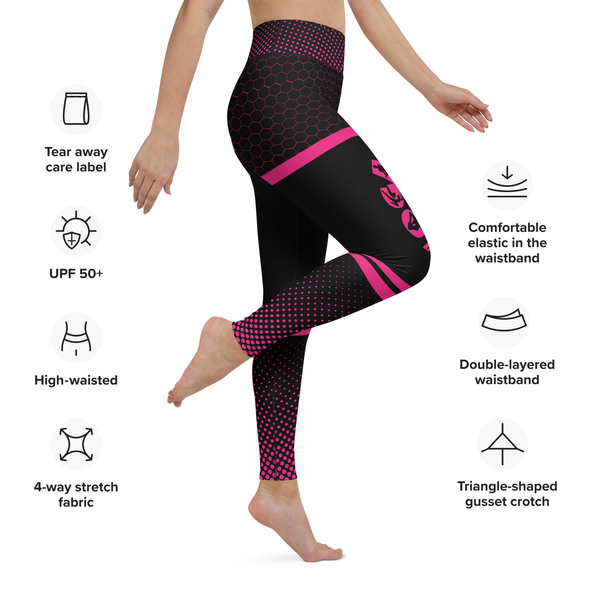 Black Yoga Leggings | Honeycomb Pattern | Yoga Girl