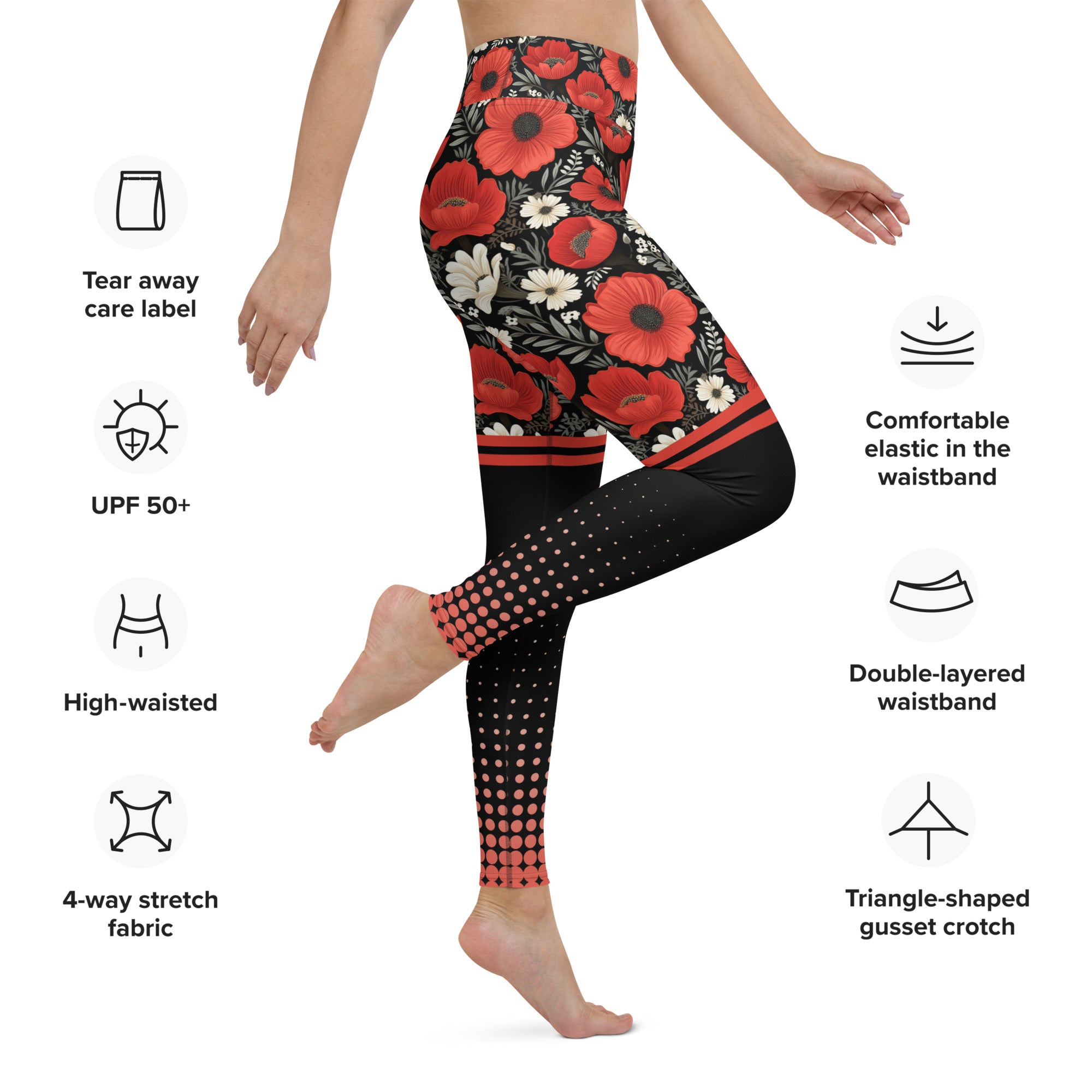 Red Roses Yoga Leggings