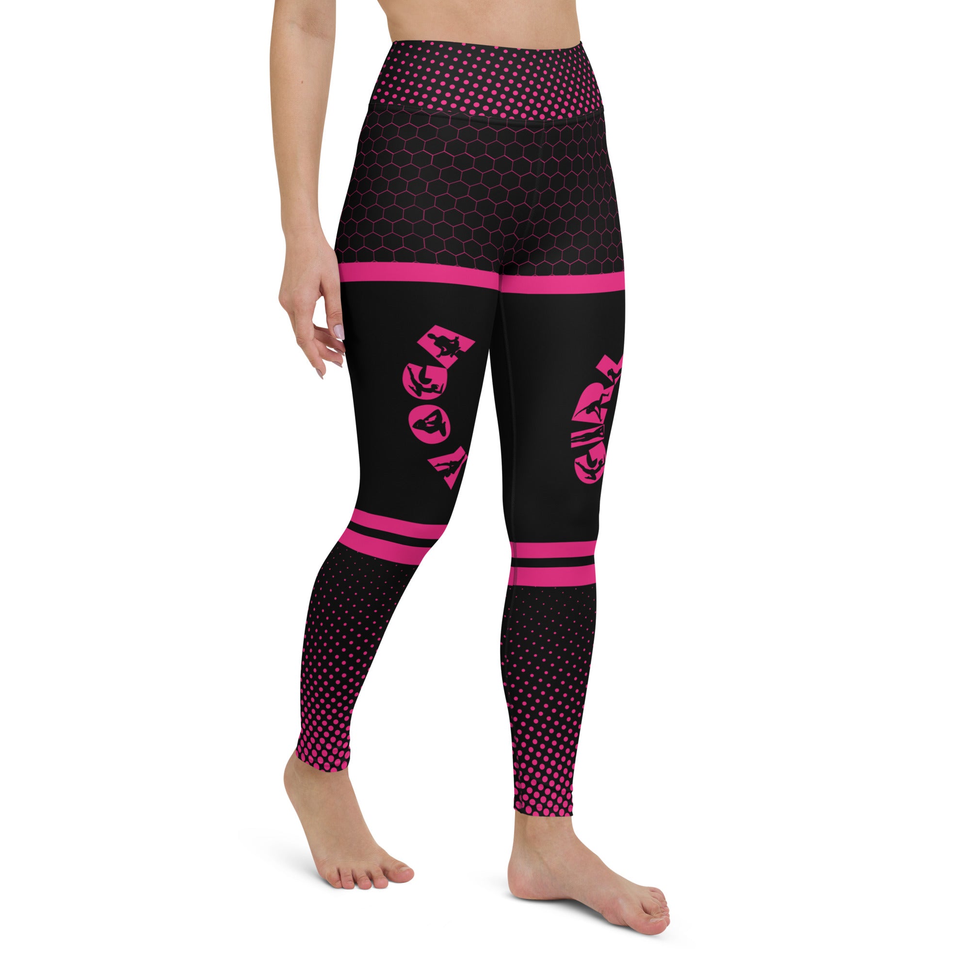 Black Yoga Leggings | Honeycomb Pattern | Yoga Girl