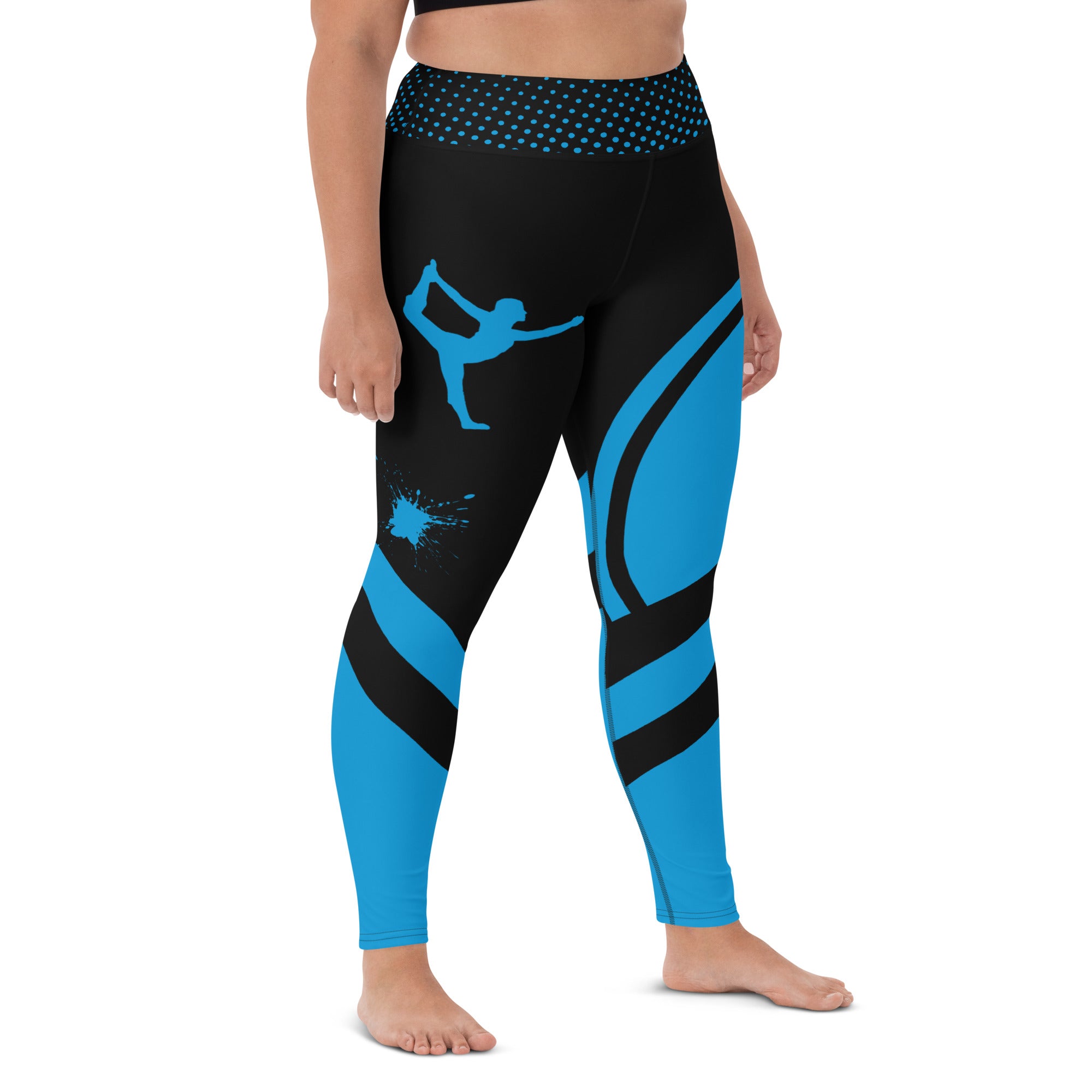 Black Yoga Leggings for Women | Blue Strikes and Ink Splash