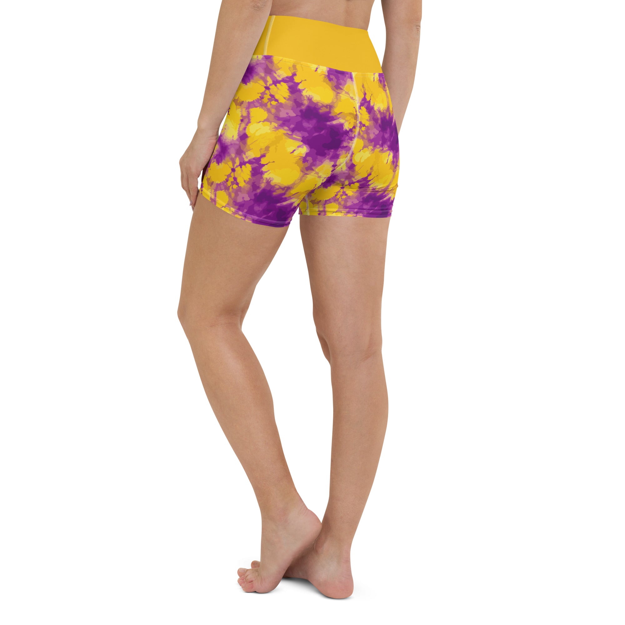 Yellow Burble Ink Splash Yoga Shorts