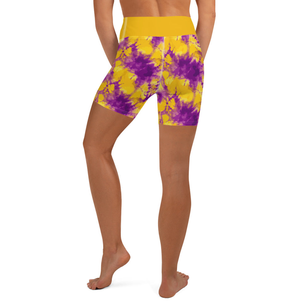 Yellow Burble Ink Splash Yoga Shorts