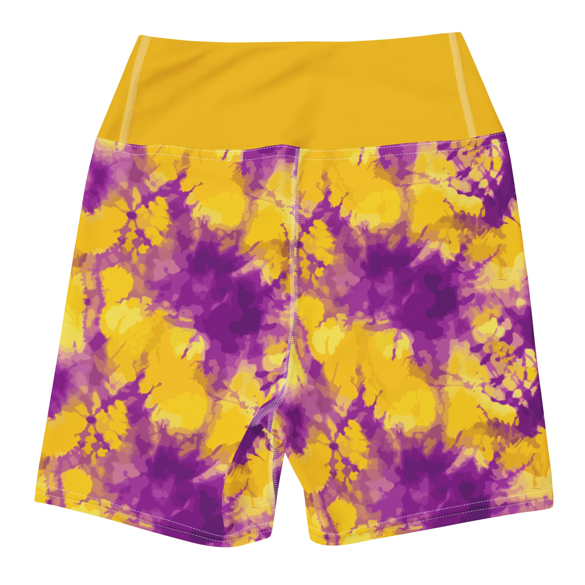 Yellow Burble Ink Splash Yoga Shorts