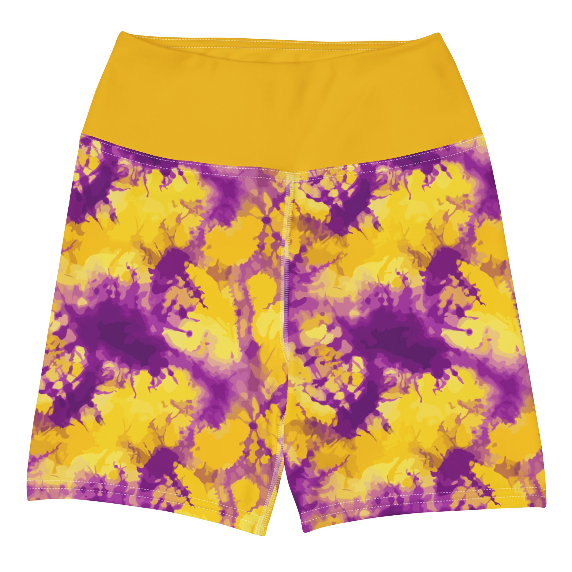 Yellow Burble Ink Splash Yoga Shorts