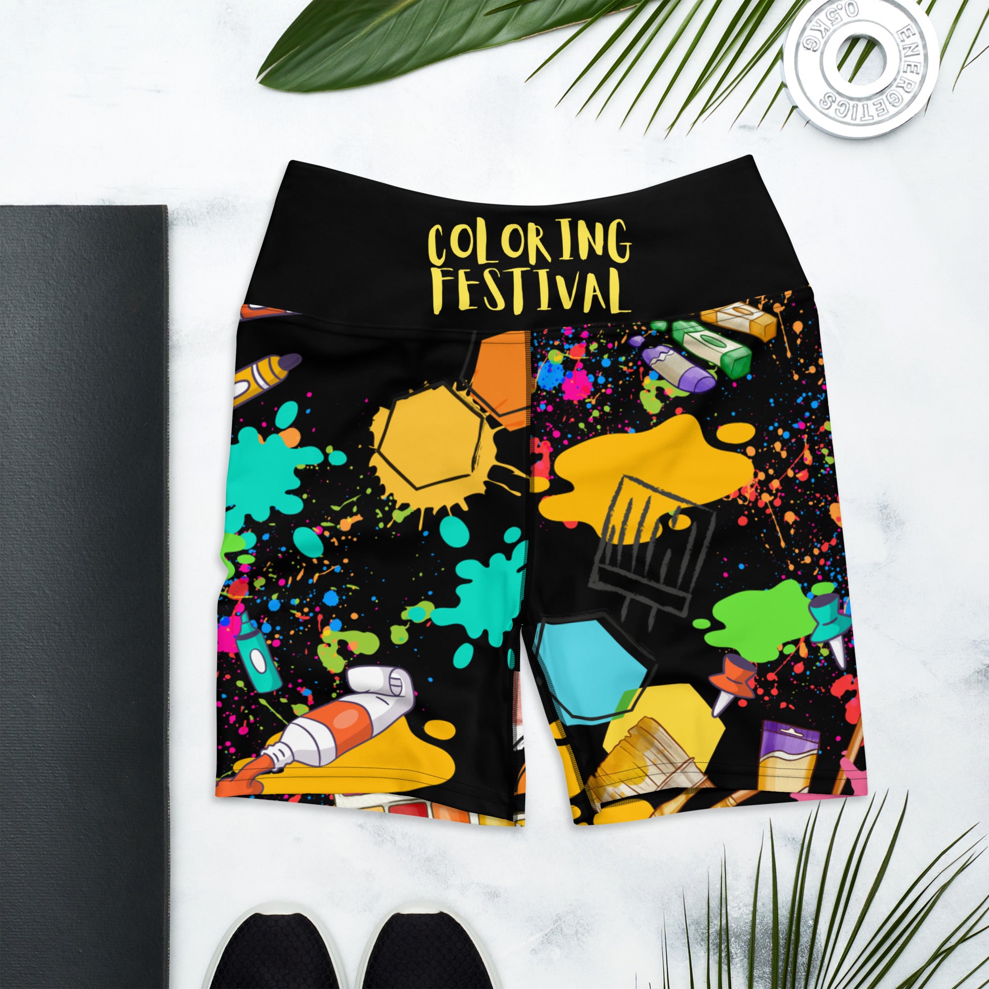 High-Waisted Color Festival Yoga Shorts