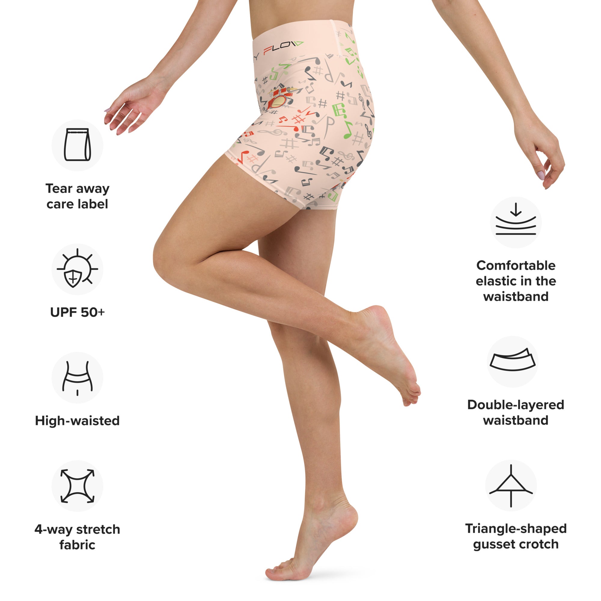 Music Lovers High Waist Yoga Shorts