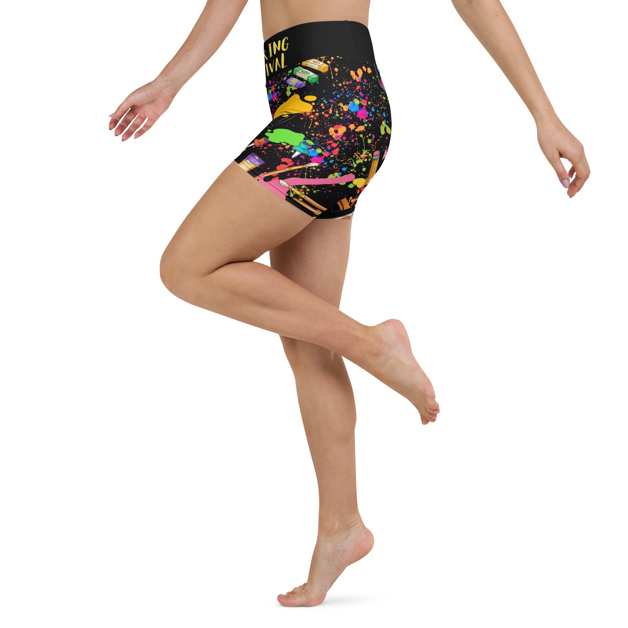 High-Waisted Color Festival Yoga Shorts