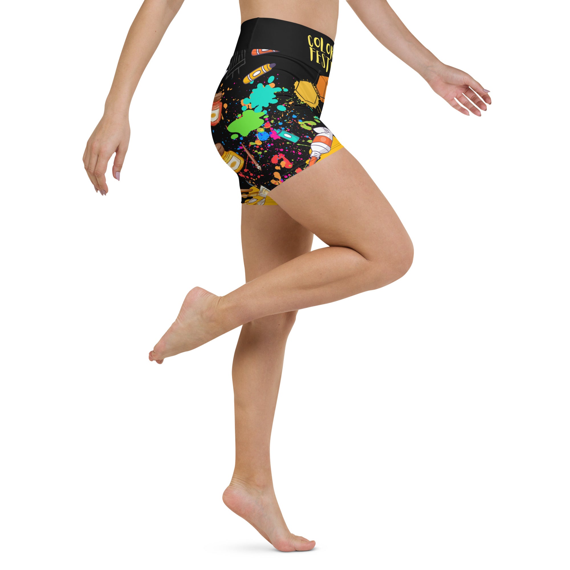 High-Waisted Color Festival Yoga Shorts