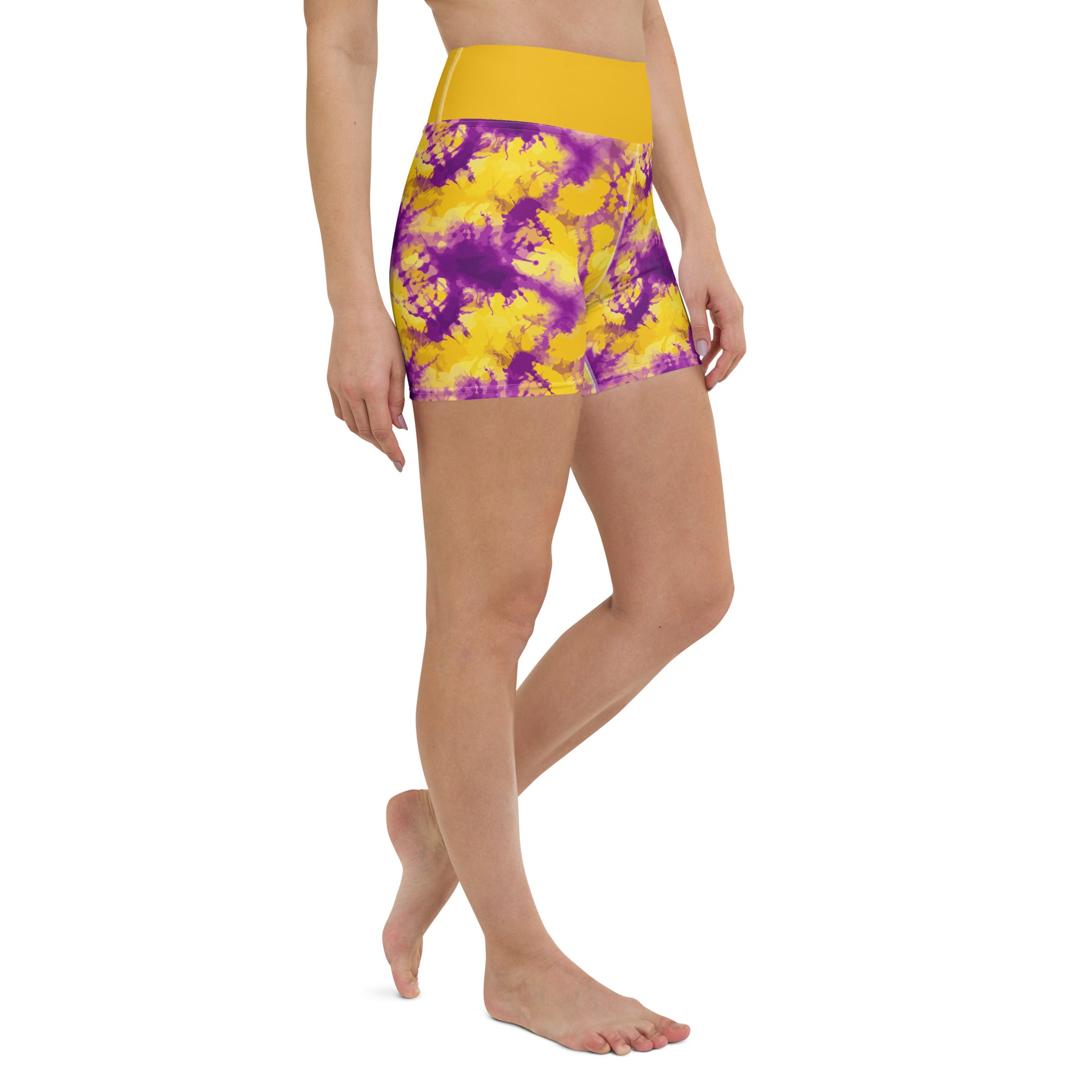 Yellow Burble Ink Splash Yoga Shorts