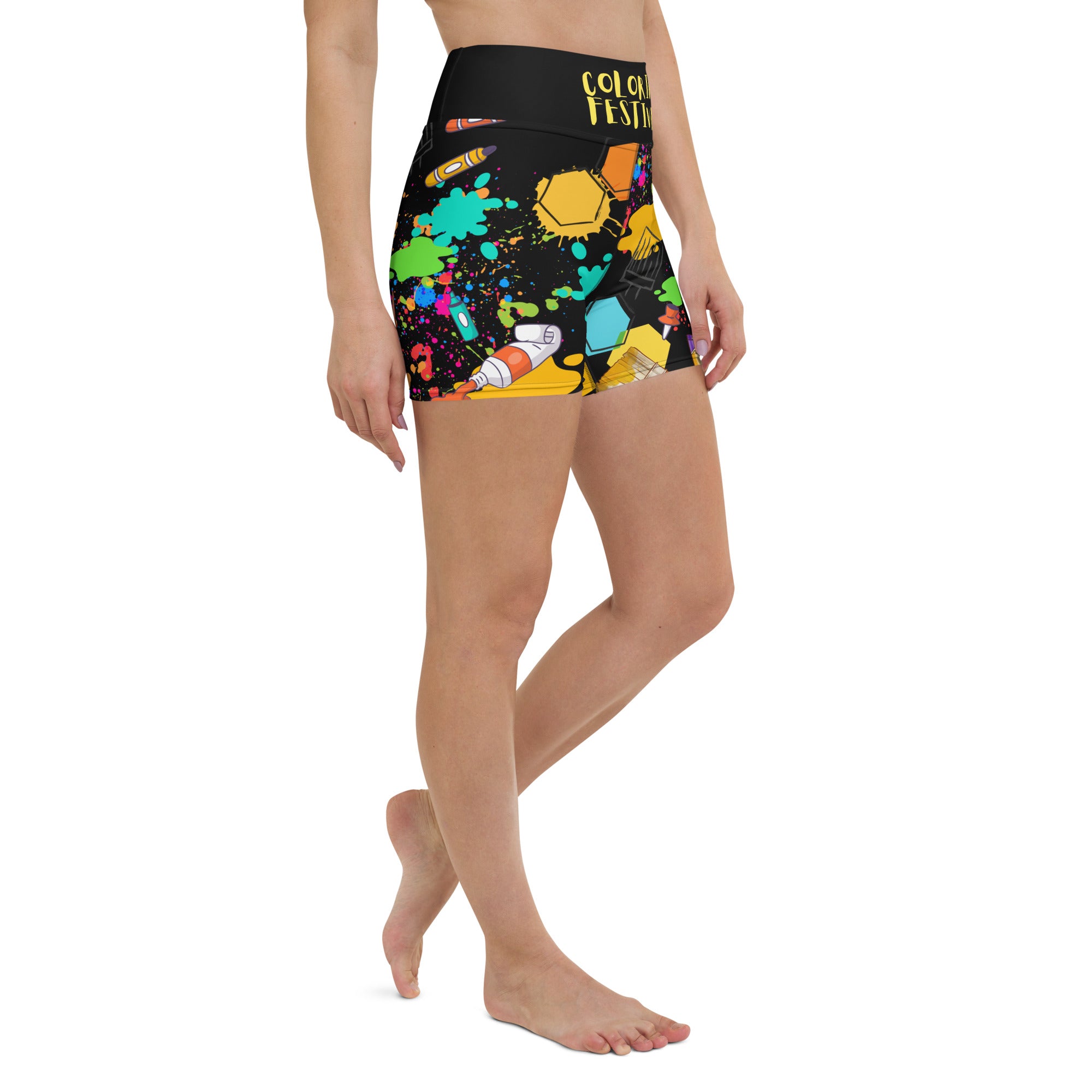 High-Waisted Color Festival Yoga Shorts