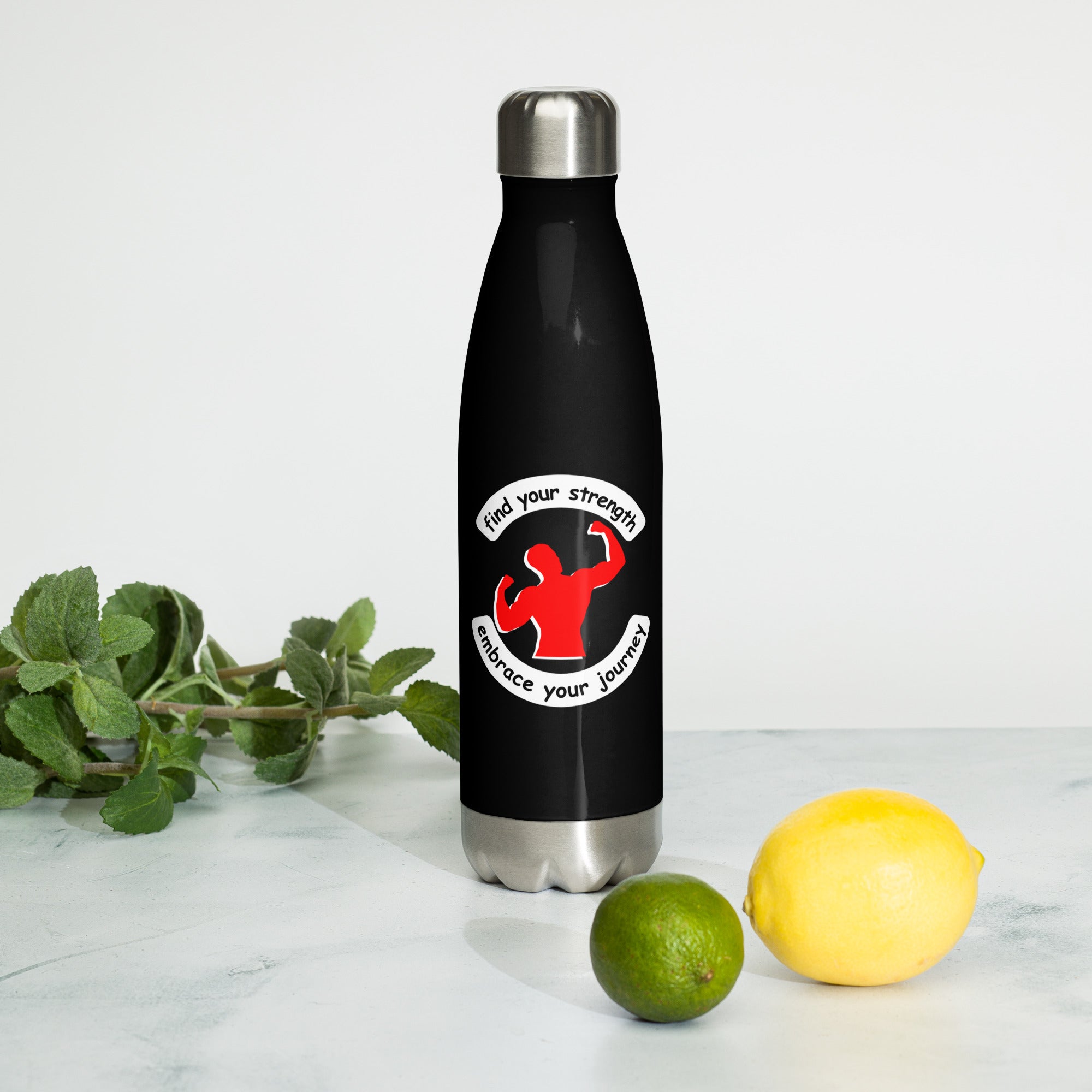 Black Stainless Steel Water Bottle - Find Your Strength