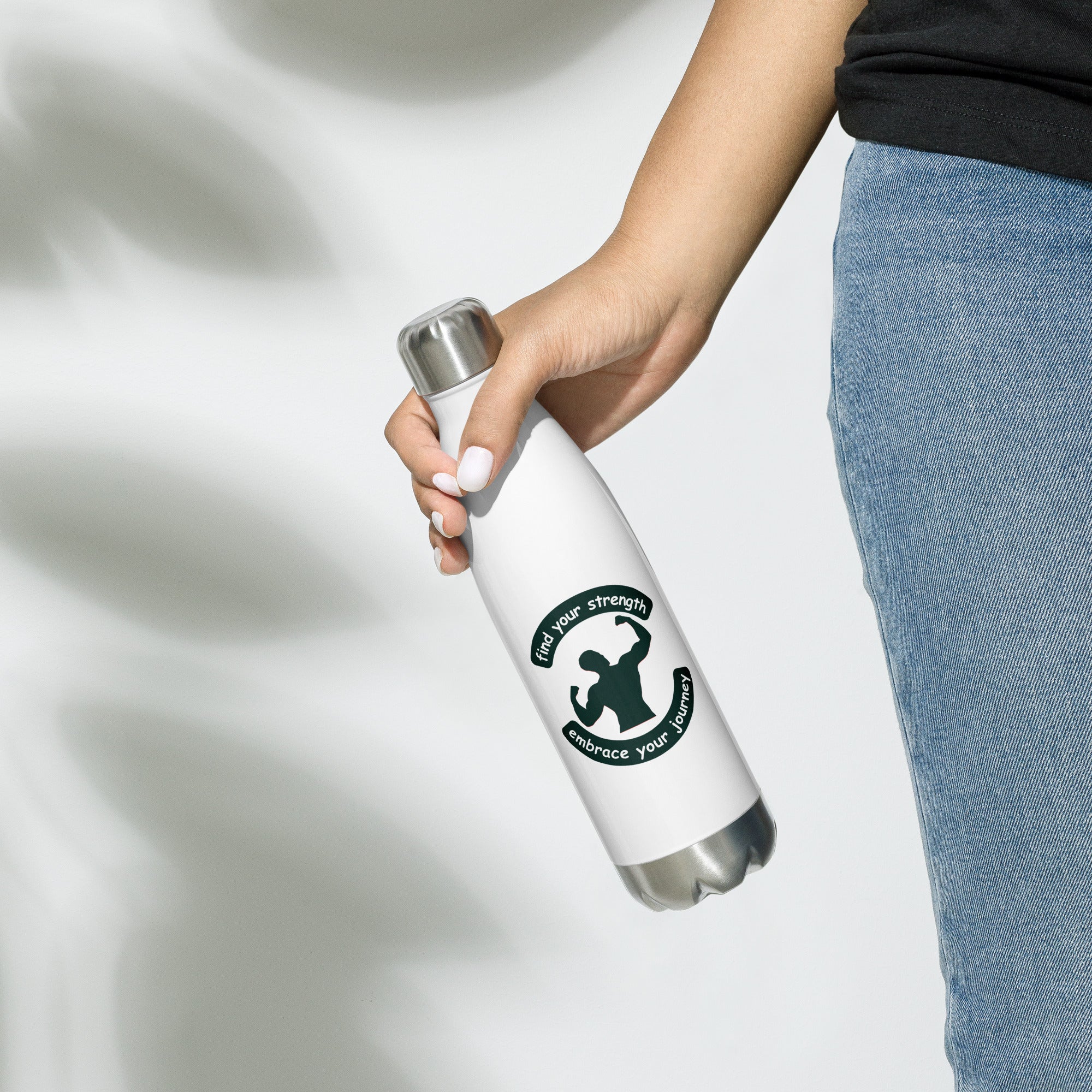 White Stainless Steel Water Bottle - Find Your Strength