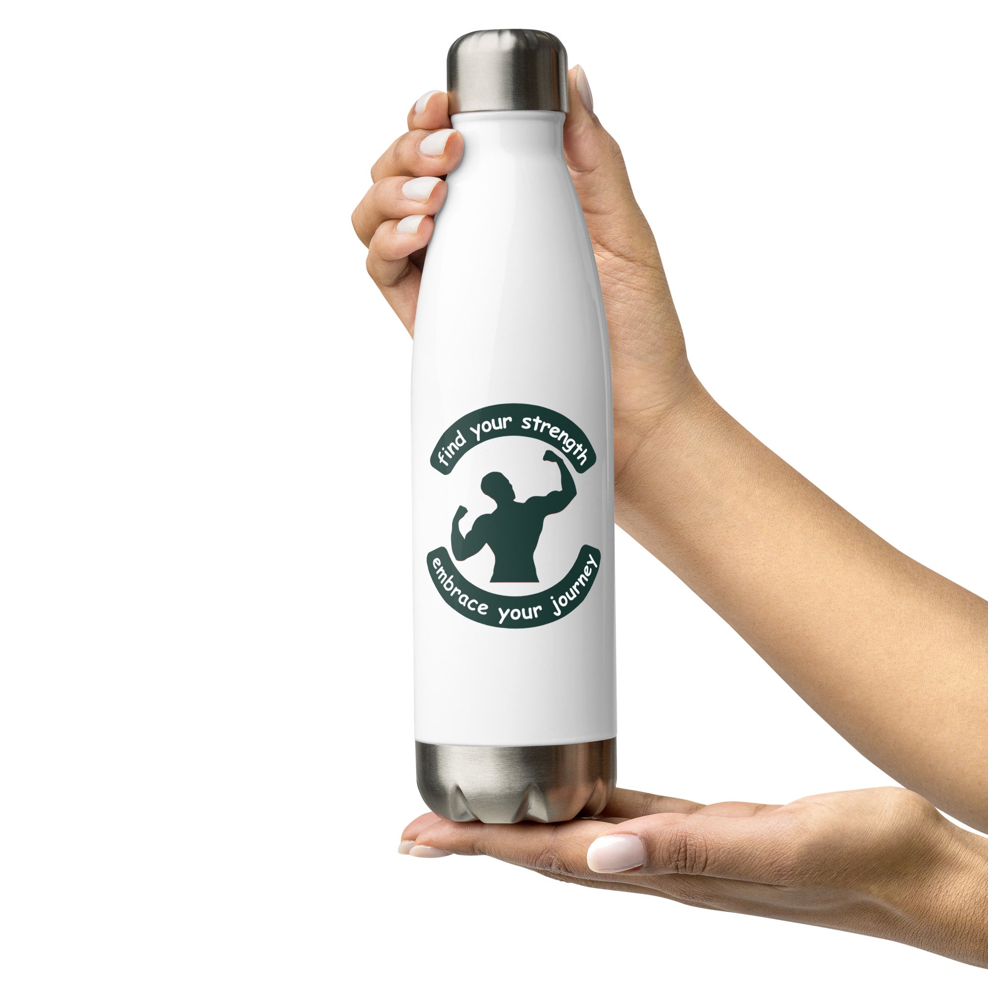 White Stainless Steel Water Bottle - Find Your Strength