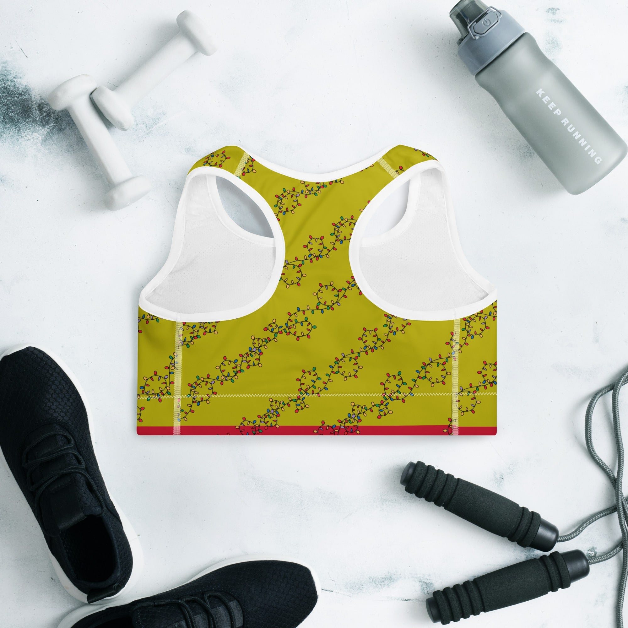 women-christmas-outfit-gold-sports-bra-back